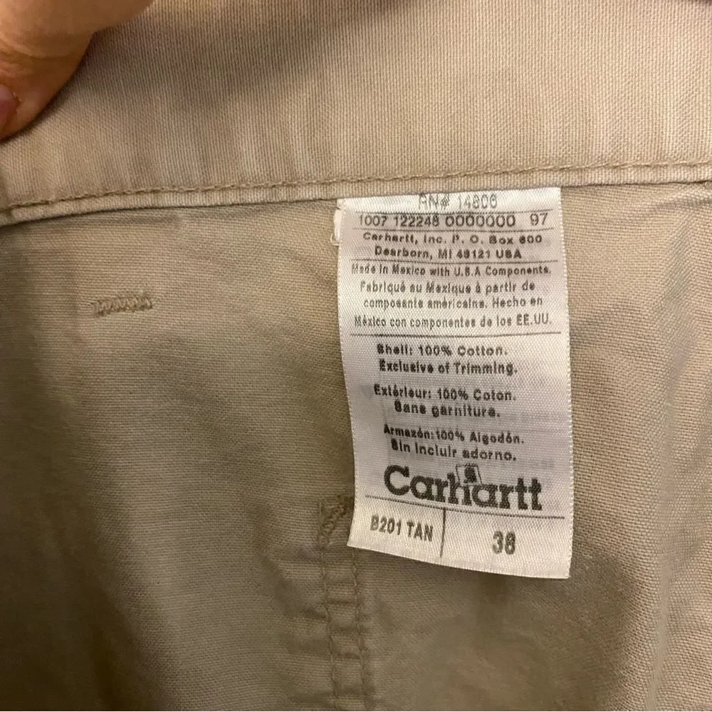 Carhartt Mens Cargo Shorts Tan Beige 100% Cotton Canvas Original Fit-38